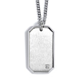 Stainless Steel Satin Finish Dog Tag with Simulated Diamond on 22 2.5mm Rounded Box Chain
